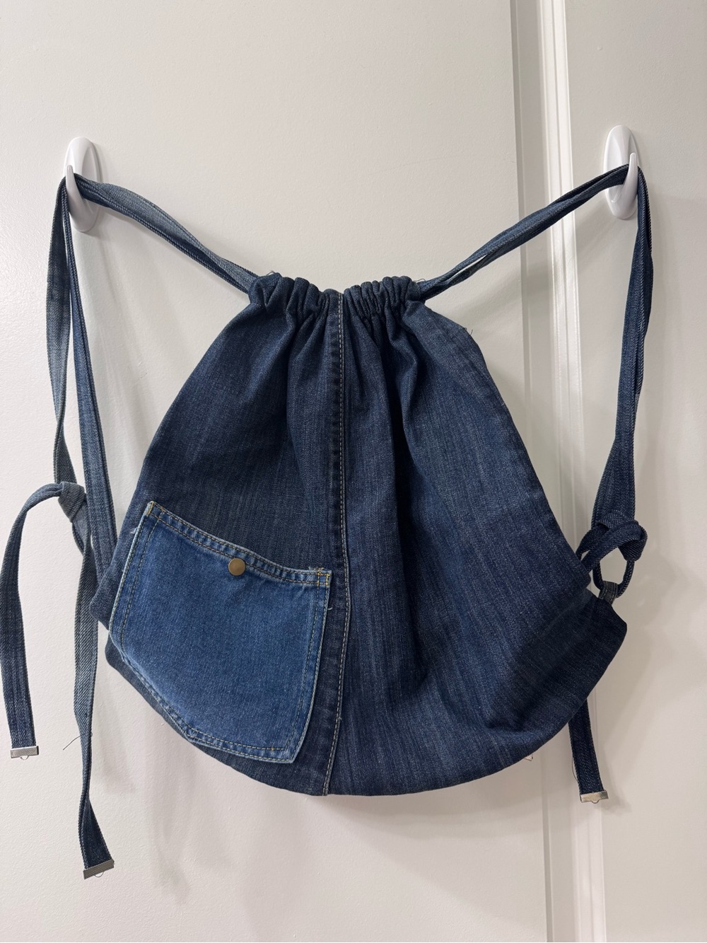 Levi’s Denim Drawstring Backpack - Blue Denim Women Bag - Picture 3 of 5